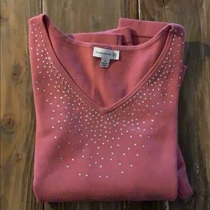 Susan Graver V Neck Sweater Pink